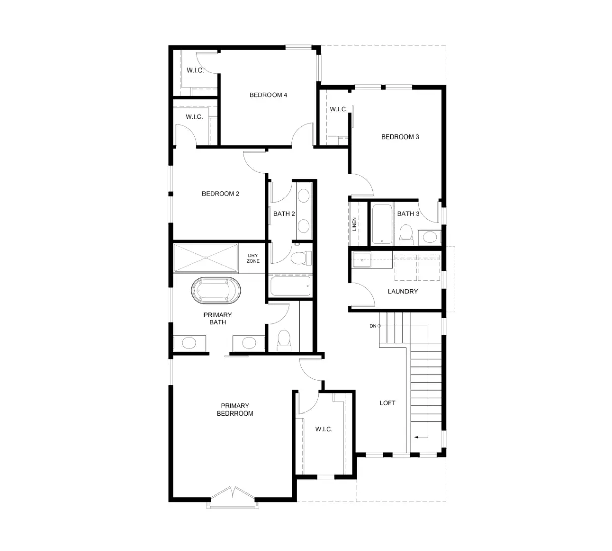 Second floor of the 2A Floor Plan of Enclave at Walnut Boulevard in Walnut Creek designed and built by boutique homebuilders, Haven Development