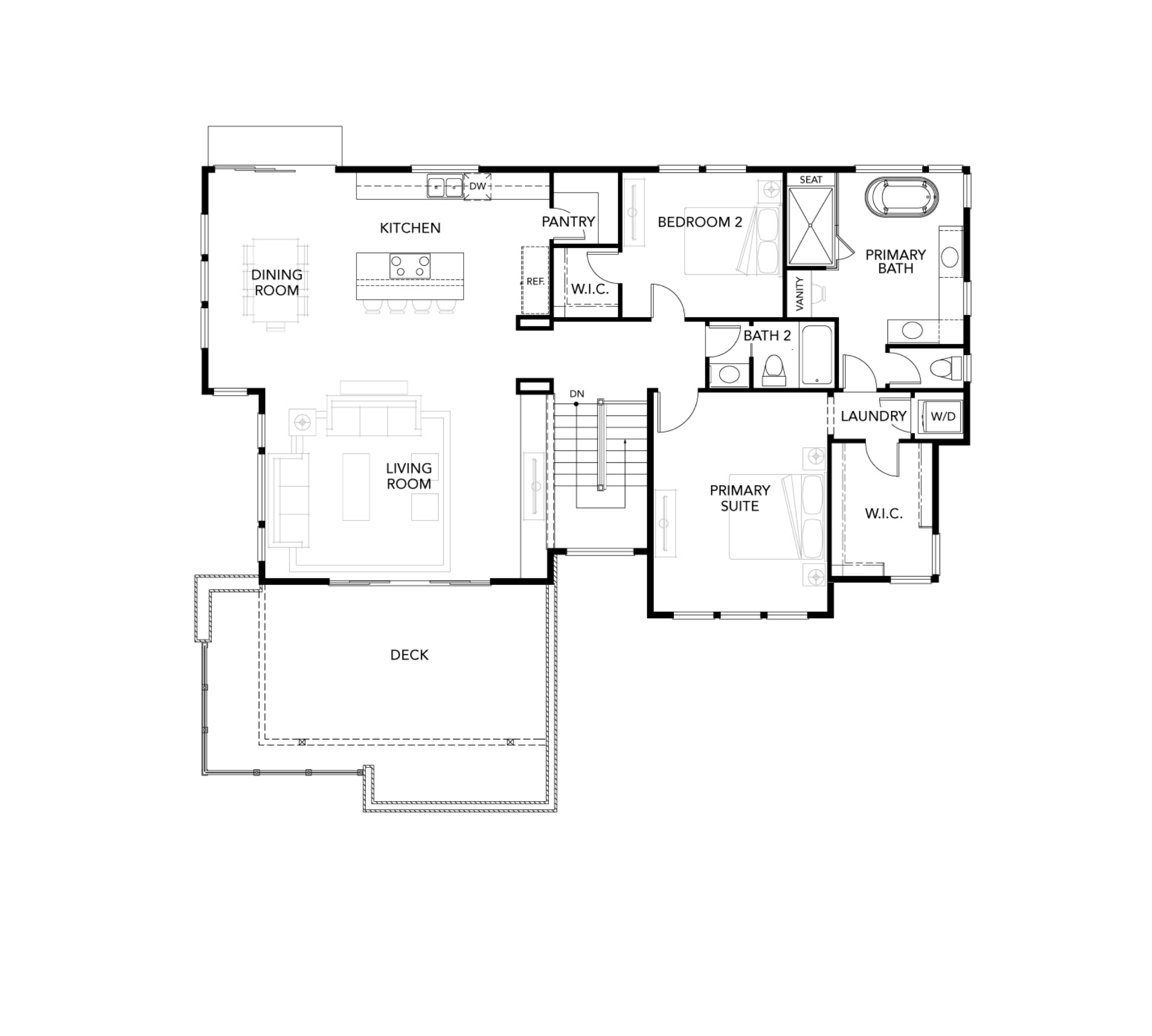Haven Development's second floor Plan for elevation 1A of the Legacy at Lucas Valley new home development in Marin County, CA