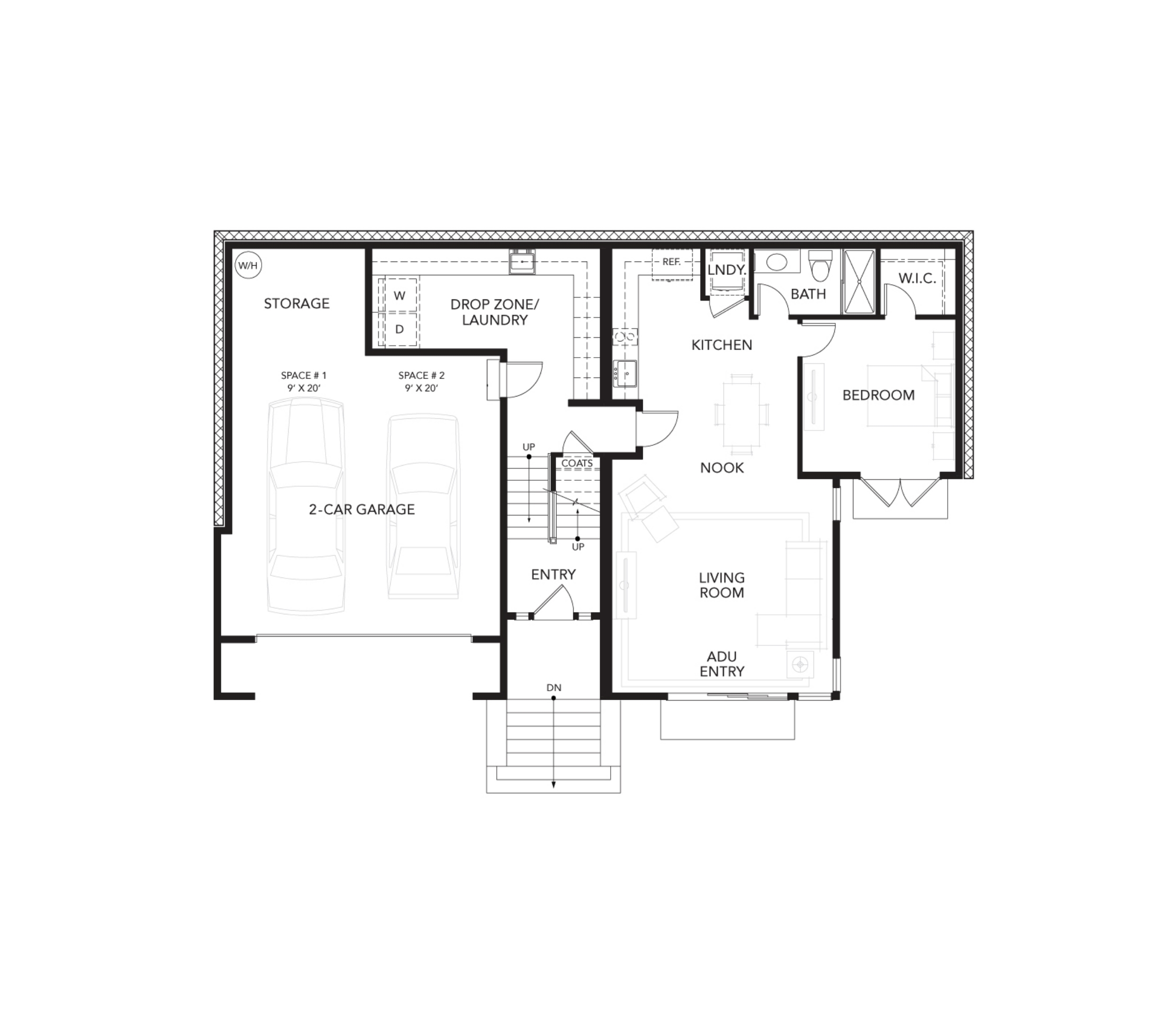 Haven Development's first floor Plan for elevation 3A of the Legacy at Lucas Valley new home development in Marin County, CA