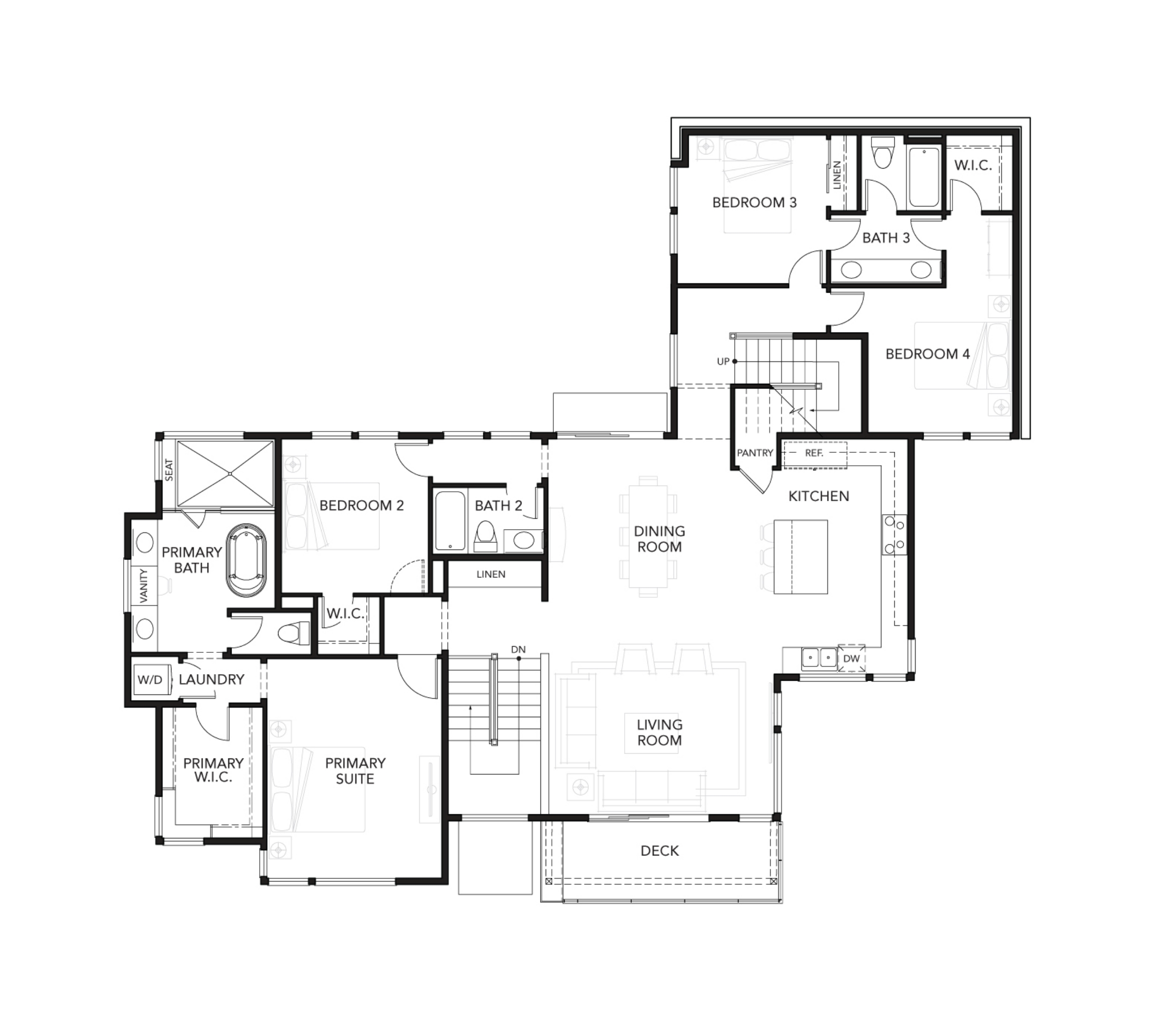 Haven Development's second floor Plan for elevation 3A of the Legacy at Lucas Valley new home development in Marin County, CA