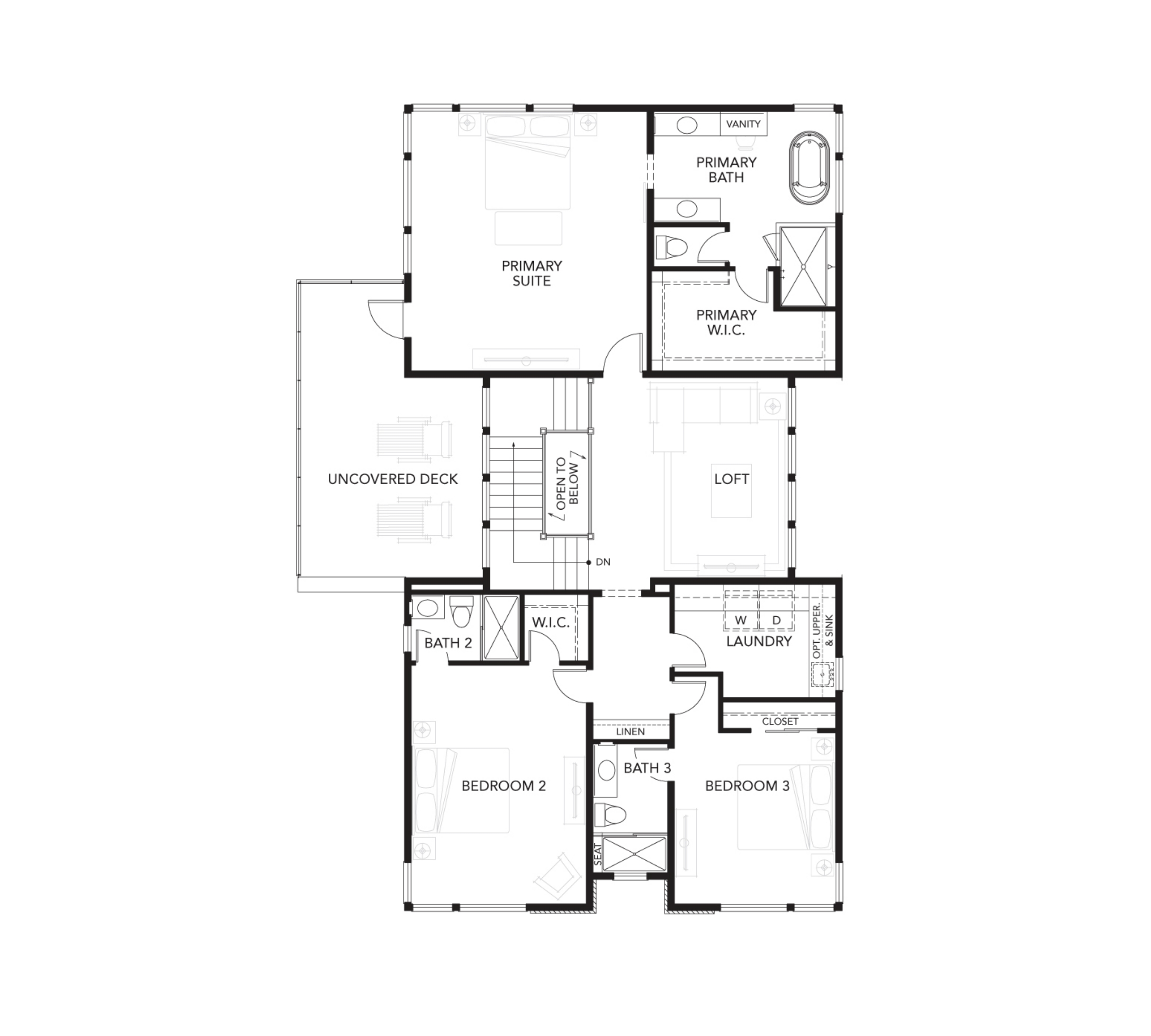 Haven Development's second floor Plan for elevation 4A of the Legacy at Lucas Valley new home development in Marin County, CA