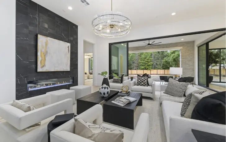 Another vantage point of the living room in the custom home of the Limestone Estate (Sold), designed and built by boutique homebuilders, Haven Development